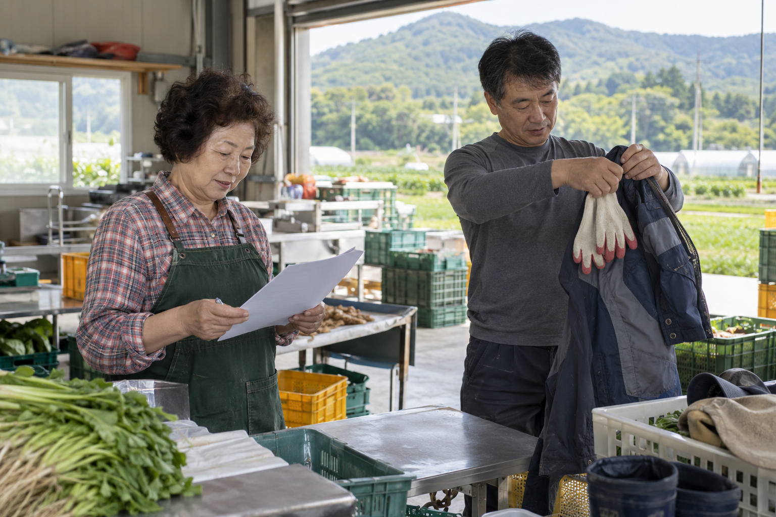 장흥의 농수산·식품 생활권에서 중장년 구직자가 일자리 조건을 확인하는 사실적인 모습
