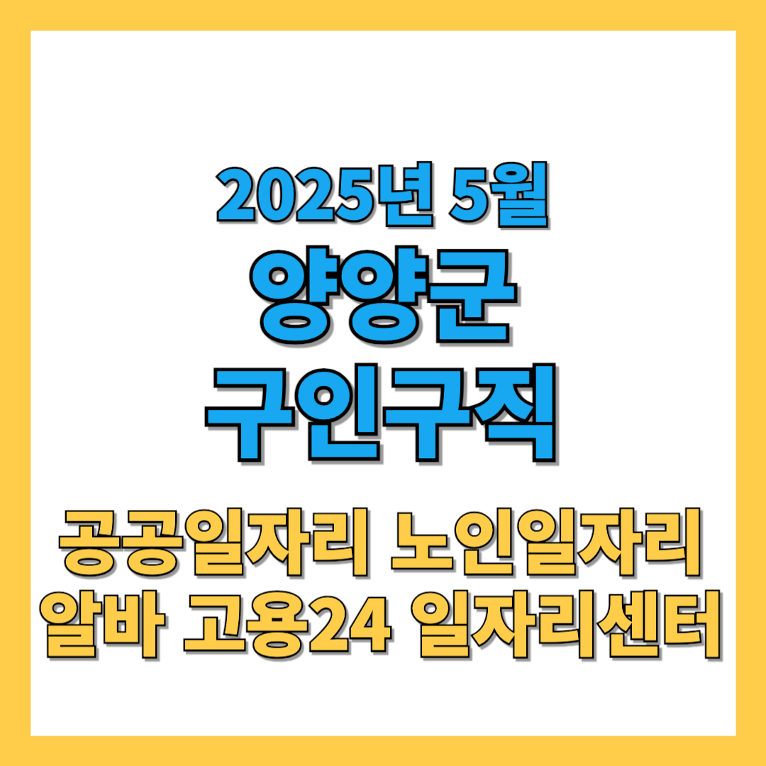양양군 구인구직 2025년 5월 최신 일자리 총정리